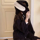 Sudaderas con capucha de Orejas de conejo para mujer, sudaderas con cremallera, abrigo de manga larga con linterna, con capucha, Lolita, lindas chicas dulces, Harajuku, trajes holgados cálidos