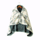 Wearable Plaid Fleece Blanket With Button Polyester Winter Warm Throws on Sofa Bed Travel Thicken Bedroom Grey Throw Blanket
