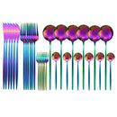 JANKNG 30pcs Black Gold Dinnerware Set Stainless Steel Flatware Set Cake Fork Spoon Knife Silverware Tableware Set Cutlery Set