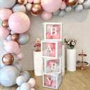 Staraise Transparent Letter A-Z Box Custom Baby Name Balloon Box Girl Boy Baby Shower Decorations Baby 1st Birthday Party Decor
