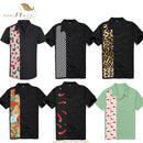 SISHION L-2XL  Men Shirt ST110 Short Sleeve Black Red Rockabilly Cotton Casual Bowling Shirts for Men camisa masculina
