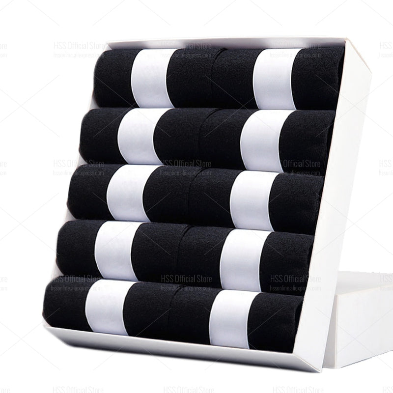 HSS Brand Business Men 100% Cotton Socks New Style Black Casual Socks Soft Breathable Summer Winter Long Socks Plus Size (7-14)