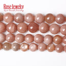 AAAAA Quality Natural Sunstone Quartz Peach Round Loose Beads 15" Strand 4 6 8 10 12 MM Pick Size For Jewelry Making Bracelet