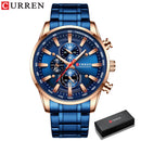 CURREN Man Watches Luxury Sporty Chronograph Wristwatches for Men Quartz Stainless Steel Band Clock Luminous Hands
