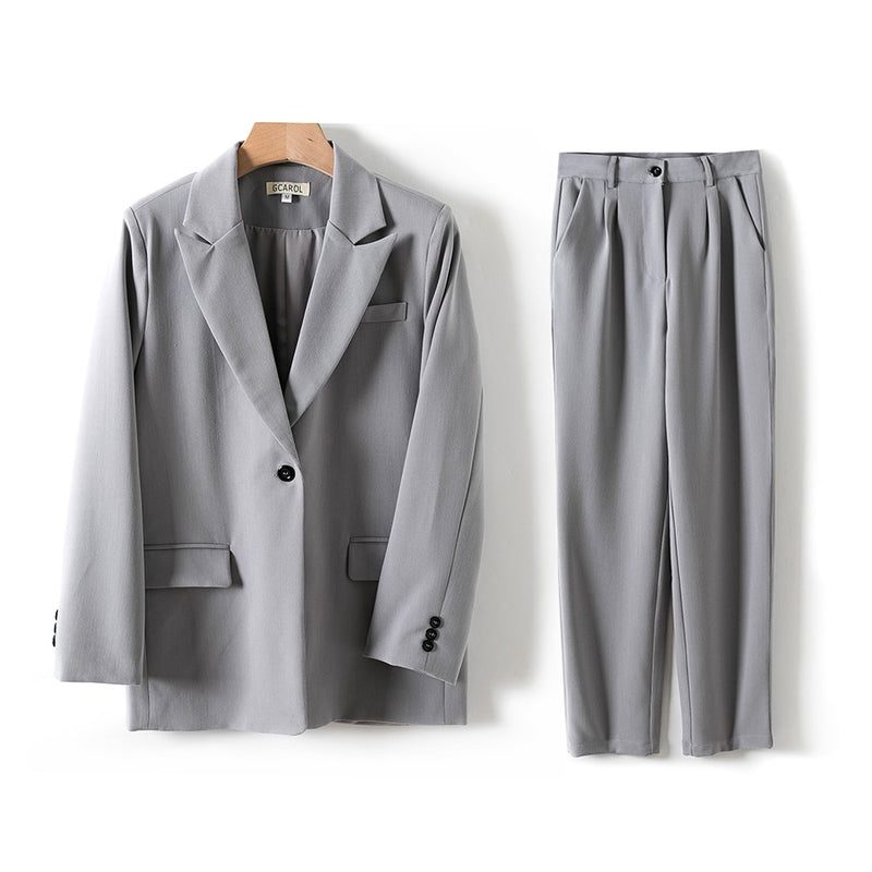 GCAROL mujer Blazer y pantalones de guardia conjuntos de dos piezas OL chaqueta de un solo pecho traje Formal pantalones plisados ​​primavera Otoño Invierno