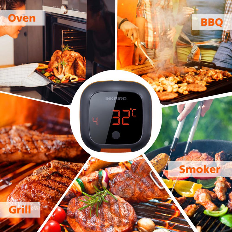 INKBIRD IBT-4XS Digital Rotation Reading Screen BBQ Meat Cooking Thermometer Bluetooth Connect Magnetic Design and 2/4 Probes