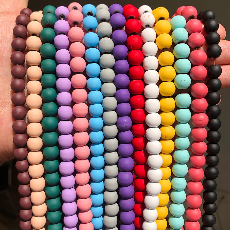 4/6/8mm Natural Matte Multicolor Hematite Stone Rubber Loose Round Beads for Accessories Jewellery Making Diy Bracelet 15&quot;