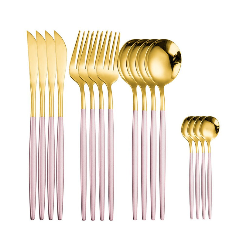 Cutlery Set Rose Gold Dinnerware Set 18/10 Stainless Steel Knife Fork Spoon  Kitchen Tableware Set Flatware Wholesale Cutlery