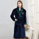 Winter Warm Couple Flannel Robe Sleepwear Loose Casual Kimono Bathrobe Gown Thick Coral Fleece Women Nightwear Nightgown 3XL