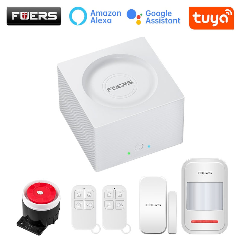 Sistema de alarma FUERS G95 Wifi GSM, alarma de vida inteligente, sistema de alarma de seguridad para el hogar, aplicación Tuya, Alexa, alarma antirrobo para el hogar inteligente de 433MHz