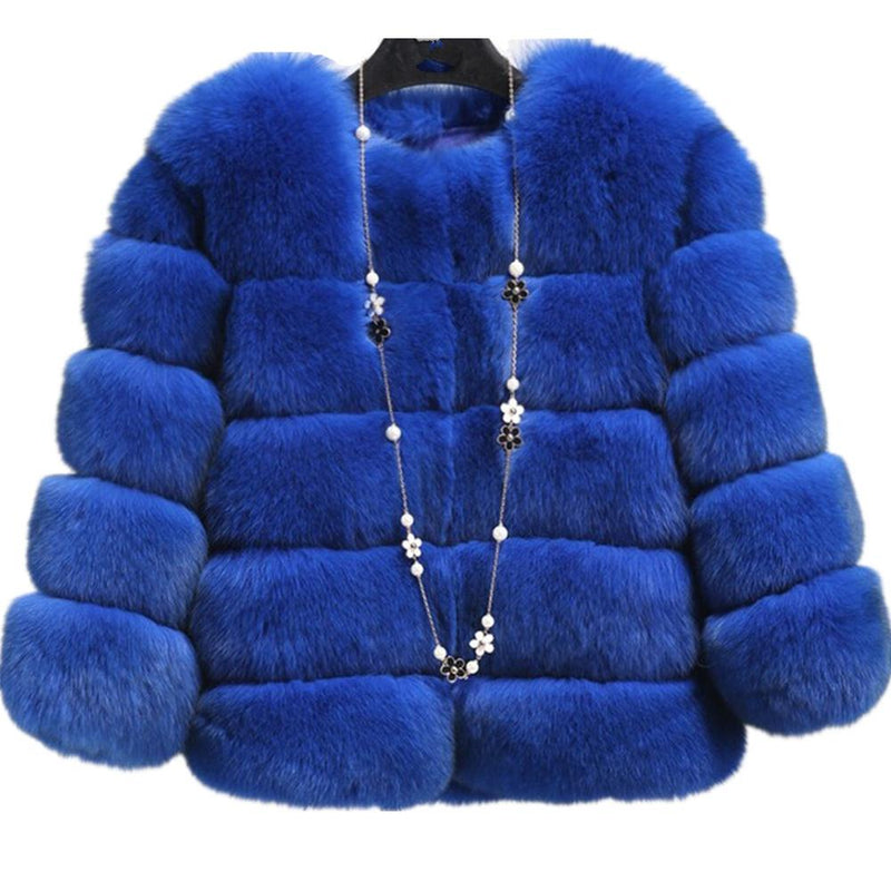 Lisa Colly New High Imitation Long Sleeves Short Fox Fur Coat Jacket Warmer Wintermantel Outwear Faux Fur Coat Overcoat Furs Coat