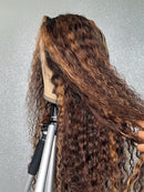 Highlight Lace Front Human Hair Wigs 13x1 Hd 250 Density Wig Brazilian Deep Wave Glueless Full Wet and Wavy Curly Human Hair Wig