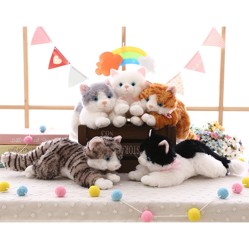 Neue süße Plüschkatze weiß schwarz weich gefülltes Plüschtier Tiergeschenk für Kinder Junge Mädchen Spielzeuggeschenk 35-40cm