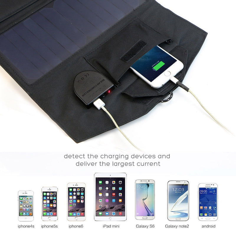 ALLPOWERS 18V 21W Cargador solar Panel solar Banco de energía solar plegable impermeable para batería de coche de 12v Teléfono móvil Senderismo al aire libre