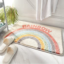 Ganzjährig weicher, rutschfester Badezimmer-Teppich mit Regenbogen-Print, Türöffnung, wasserabsorbierend, Badematte, Heimdekoration, Bodenteppich, Duschraummatten