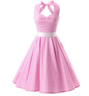 Women Red Cherry Party Dress Vintage 50s Rockabilly Hepburn Dress 2023 Elegant Summer Strapless Swing Retro Halter Pin up Dress