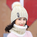 Frauen Wollstrickmütze Skimütze Sets für Frauen Winddicht Winter Outdoor Stricken Warm Dick Siamesischer Schal Kragen Warme Mütze Mädchen Geschenk