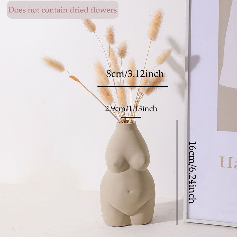 Nordic Creative Ceramic Bust Body Art Abstract Vase Decoration Living Room Dried Plant Floral Arrangement Home Decorat Ornaments