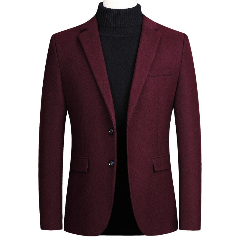 Chaqueta de traje Tudexo de boda Formal de lana para hombre, chaqueta informal de negocios ajustada, Blazers de lana clásicos, negro, gris, rojo, Veste Homme 4XL