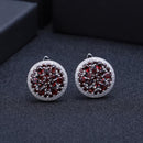 GEM'S BALLET 11.65Ct Natural Red Garnet Gemstone Pendientes Anillo Set 925 Sterling Silver Round Jewelry Set Para Mujer Boda