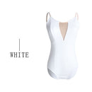 Ballet Leotards for Girls Women Sexy Neckline Cotton Soft Mesh Black White Gymnastics Leotard Ballet Dancing Costumes