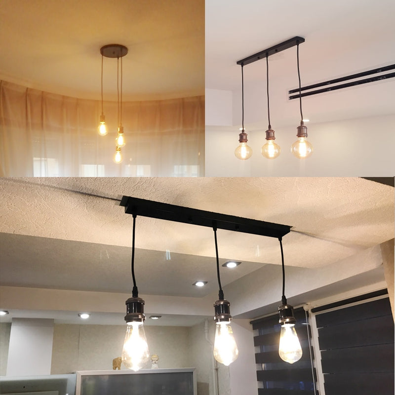 Retro Industrial Loft LED Bar Lámpara colgante E27 Socket Luces colgantes Aluminio Comedor Luces colgantes Cocina Lámparas colgantes