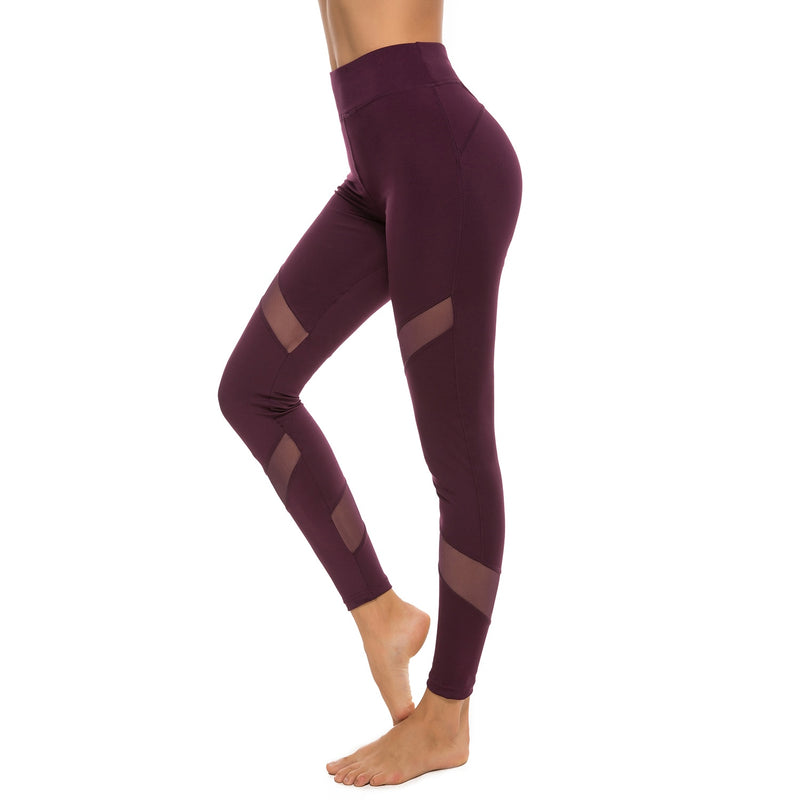 Women Splice Running Yoga Pants High Waist Mesh Seamless Leggings Training Fitness Gym Leggings Elastic Sportswear Sport Pants