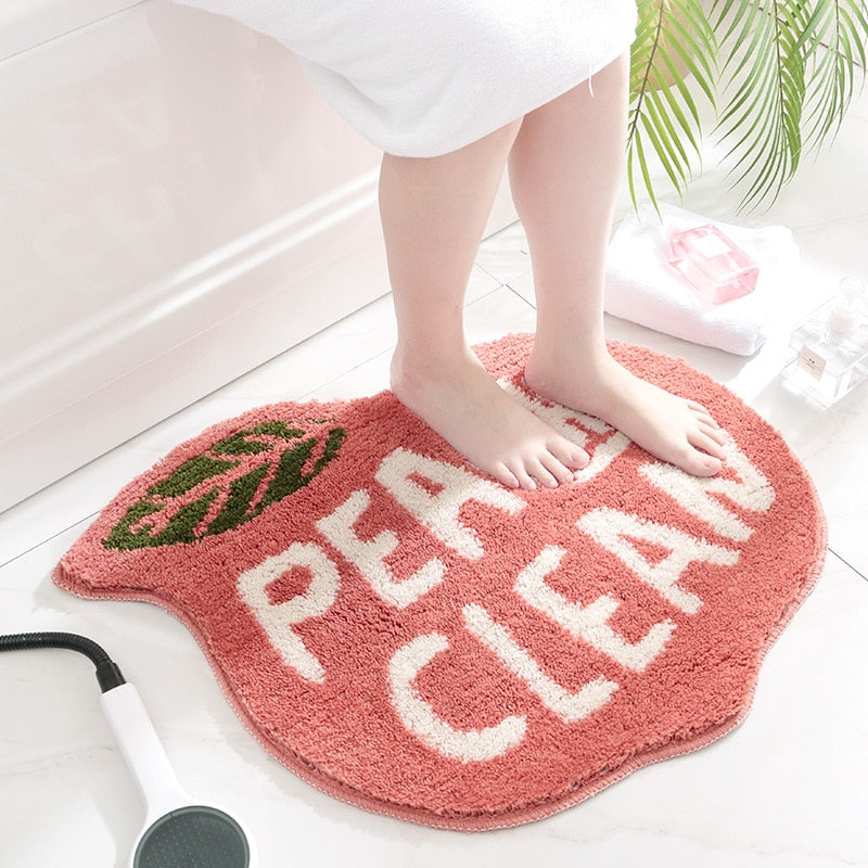 Flocking Fruit Peach Lemon Shape Home Entrance Mat Bedroom Bathroom Door Non-slip Foot Pad