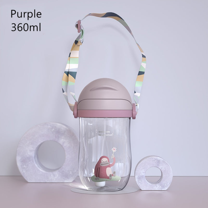 BC Babycare Baby Sippy Cup Kids Learning 360° Drinking Water Baby Bottle Leakproof V-Straw Anti-choked Handle/Shoulder Strap Cup