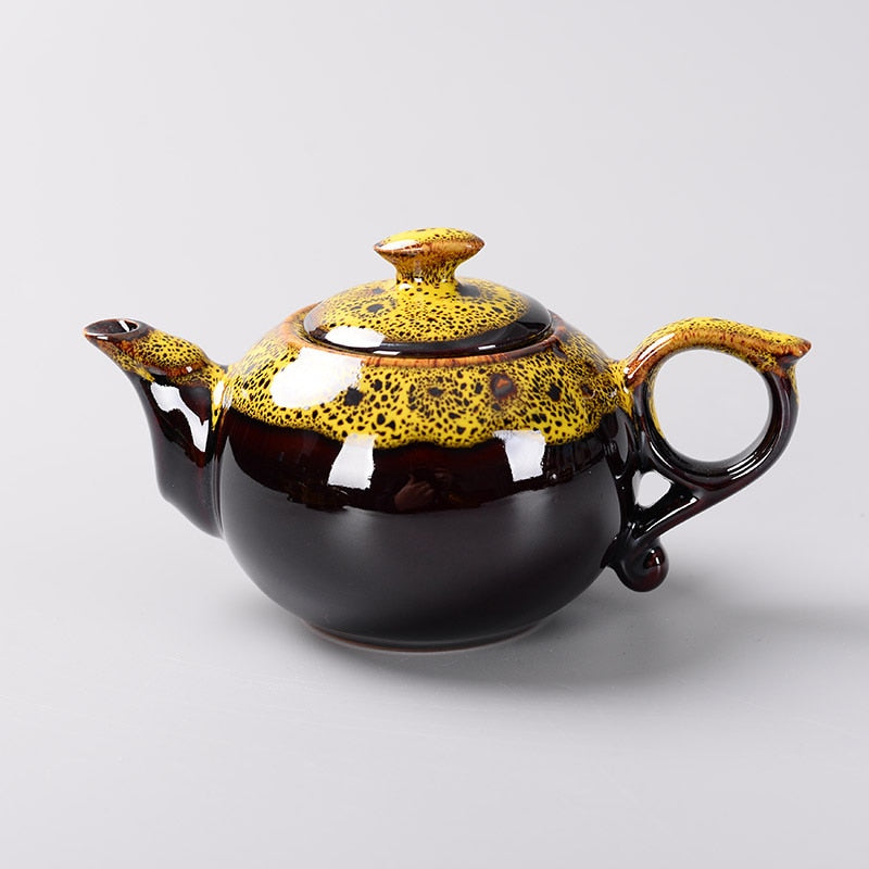 Tetera tradicional china con esmalte de cambio de horno, servicio de juegos de té de diseño elegante, regalos creativos de tetera roja de China