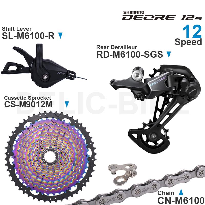 SHIMANO DEORE M6100 12speed Groupset with Right Shifter Rear Derailleur Chain and 11-50T 52T Colorful Cassette Sprocket Original