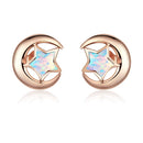 WOSTU 925 Sterling Silver Opal Stud Earrings Cat Unicorn Heart Blue Opal Earrings For Women Original Silver 925 Jewelry
