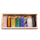 Regalos de madera, cristal Natural, varita de cristal curativo de un solo punto, 6 piedras facetadas de Reiki Chakra, prisma curativo de cristal para Reiki