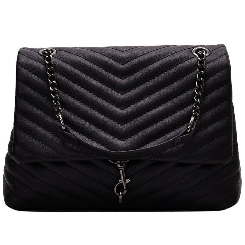 Bolso de hombro de cuero Pu con cadena de diseñador de moda para mujer, bolsos cruzados de alta calidad para mujer, bolsos de mensajero pequeños informales para mujer