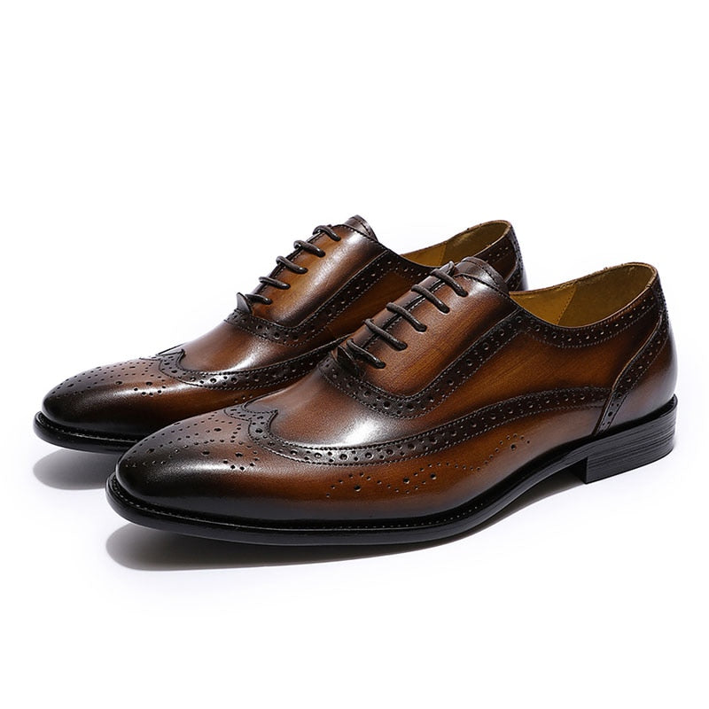 FELIX CHU Classic Wingtip Medallion Brogue Oxford Men&