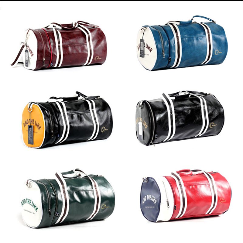Outdoor Herren Sporttasche PU Leder Training Umhängetasche mit unabhängiger Schuhtasche gemischte Farbe Sport Fitness Reisetasche