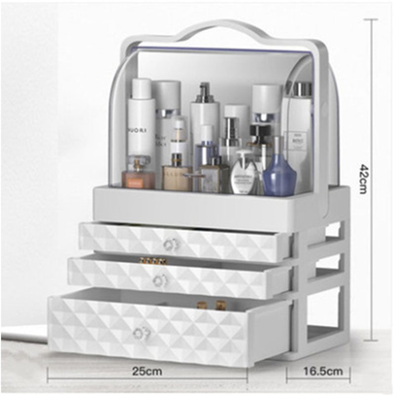 Organizador de maquillaje para cosméticos, caja de almacenamiento de cosméticos de gran capacidad, organizador de escritorio, joyería, esmalte de uñas, cajón de maquillaje, contenedor