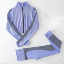 Conjuntos de 2 piezas para mujer, conjuntos de Yoga, ropa de gimnasio sin costuras, abrigo deportivo, mallas de cintura alta, traje deportivo para niña, ropa deportiva