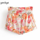 Floral Print Shorts Women Free Belt High Waist Casual Short Mujer Fashion Summer Short femme vetement femme  LDZZ6309