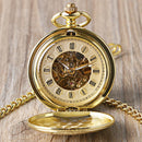 Top Luxury Smooth Roman Numerals Vintage Mechanical Pocket Watch Steampunk Hand Winding Men&