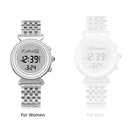 AL Harameen Fajr Time Watch with Azan and Qibla Direction Water Resistant Stainless Steel Islamic Lady Prayer Clock