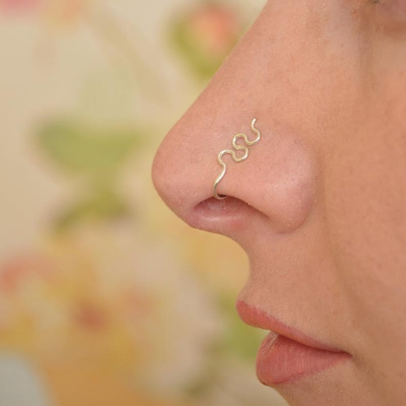 925 Silver Fake Piercing Nose Ring Boho Septum Ring  Handmade Gold Filled Faux Septum Jewelry  Ring Punk Hoop Jewelry