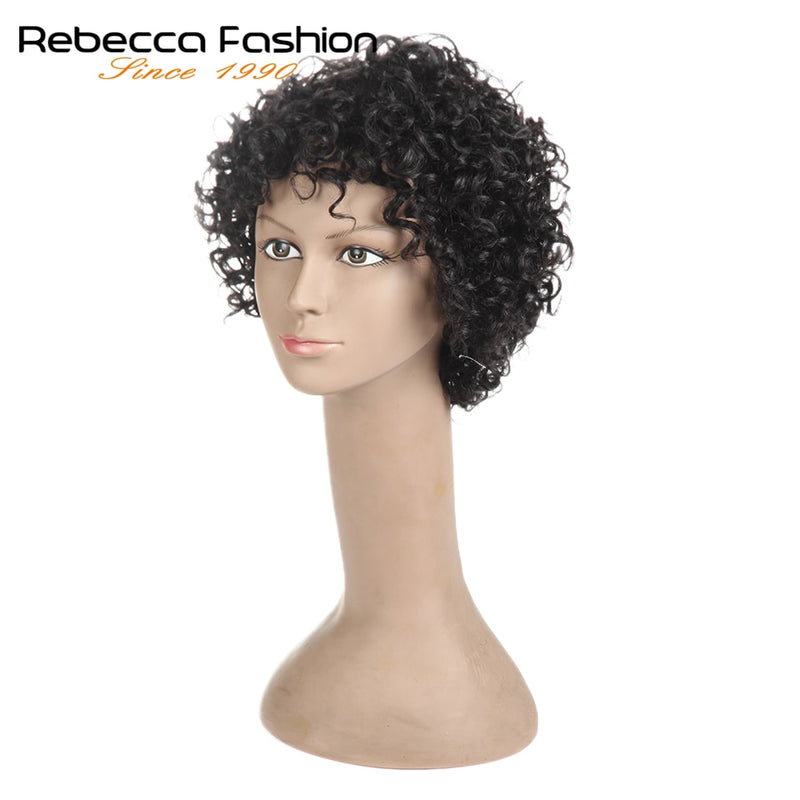 Pelucas rizadas sueltas cortas de Rebecca para mujeres negras, pelucas de cabello humano rizado Remy brasileño, peluca corta, peluca completa de Cosplay Rubio rojo