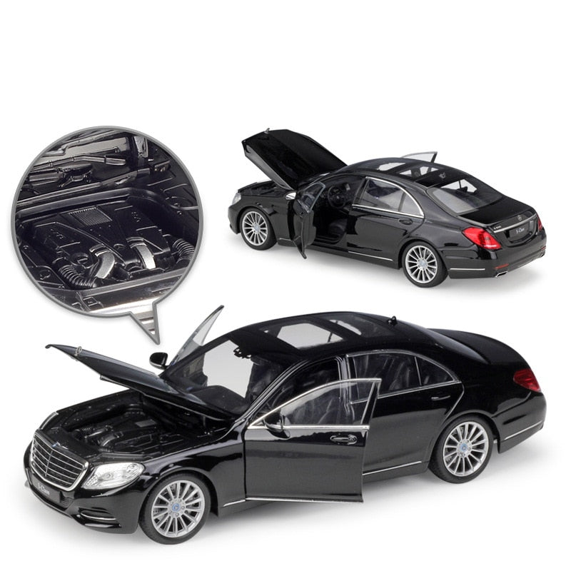 WELLY 1:24 Escala Simulador Modelo Coche Benz Clase S Coche clásico Diecast Coche de aleación de metal Juguetes para niños Regalo Colección de coches de juguete