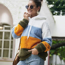Lossky Women Hoodies Sweatshirt Striped Patchwork Ladies Long Sleeve Pullover Plush Top Autumn Winter Female  Warm Clothing 2022