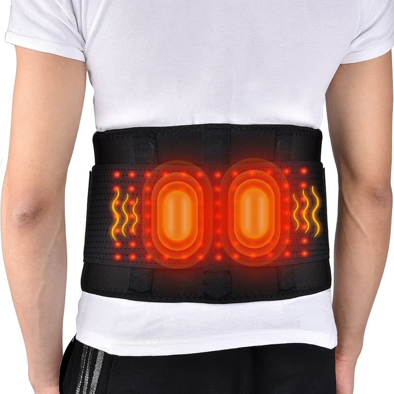 Masaje de terapia de calor para la cintura, cinturón de masaje con luz roja para aliviar el dolor, soporte para hernia de disco, masajeador de espalda Lumbar para columna