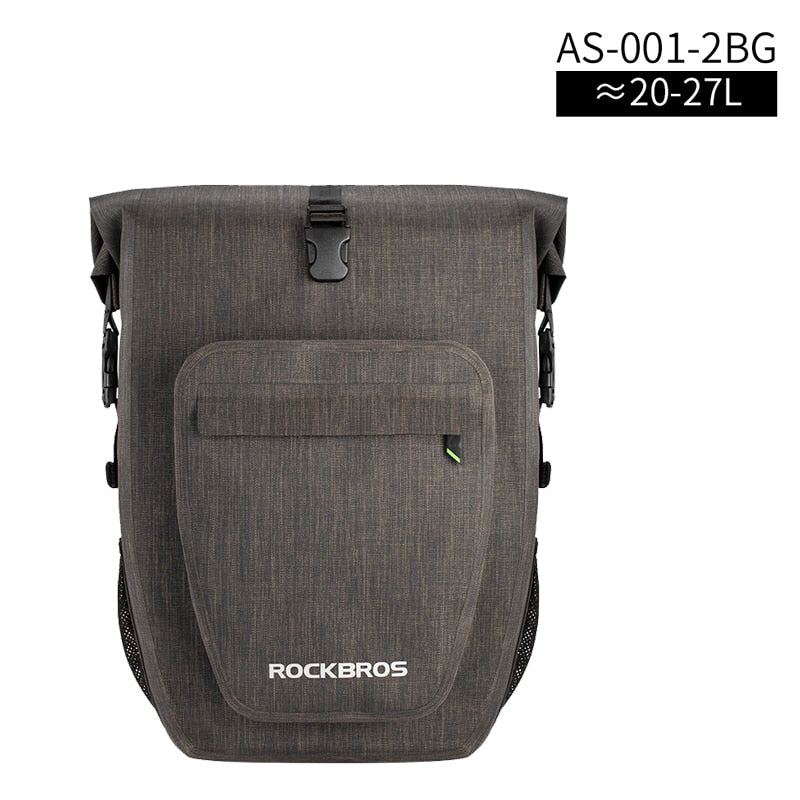 ROCKBROS-bolsa para bicicleta de ciclismo, resistente al agua, bolsa trasera para bicicleta, asiento trasero, bolsas para maletero, alforja, 27L, cesta grande, accesorios para bicicleta MTB