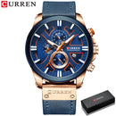 Reloj cronógrafo de moda CURREN, reloj de cuero para hombre, relojes deportivos informales para hombre, reloj de pulsera de cuarzo, reloj Masculino