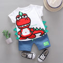 Children Cotton Clothes Summer Baby Boys Dinosaur modeling O-Neck T Shirts Denim Shorts 2Pcs/sets Infant Kids Toddler Tracksuits