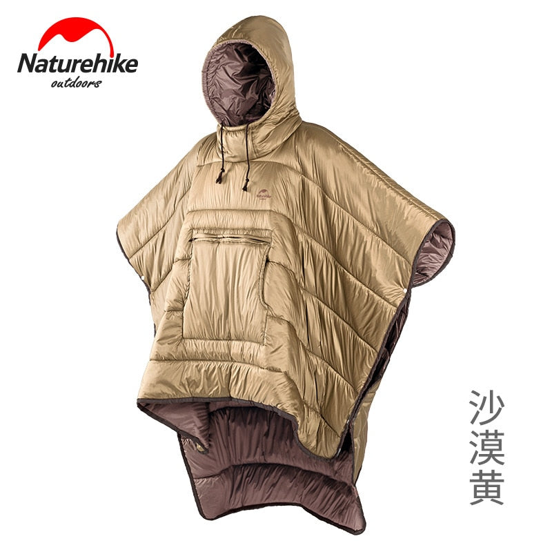 Naturehike New Arrive Outdoor Wearable Cloak Saco de dormir Winter Plus Quilt Lazy Sleeping Bag